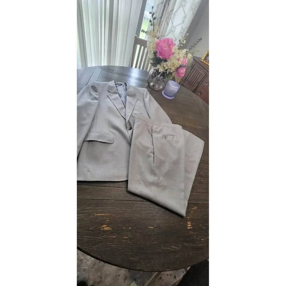 Christian Dior Monsieur Gray Wool 2Pc 40L Suit Blazer Pants Vintage USA Tailored